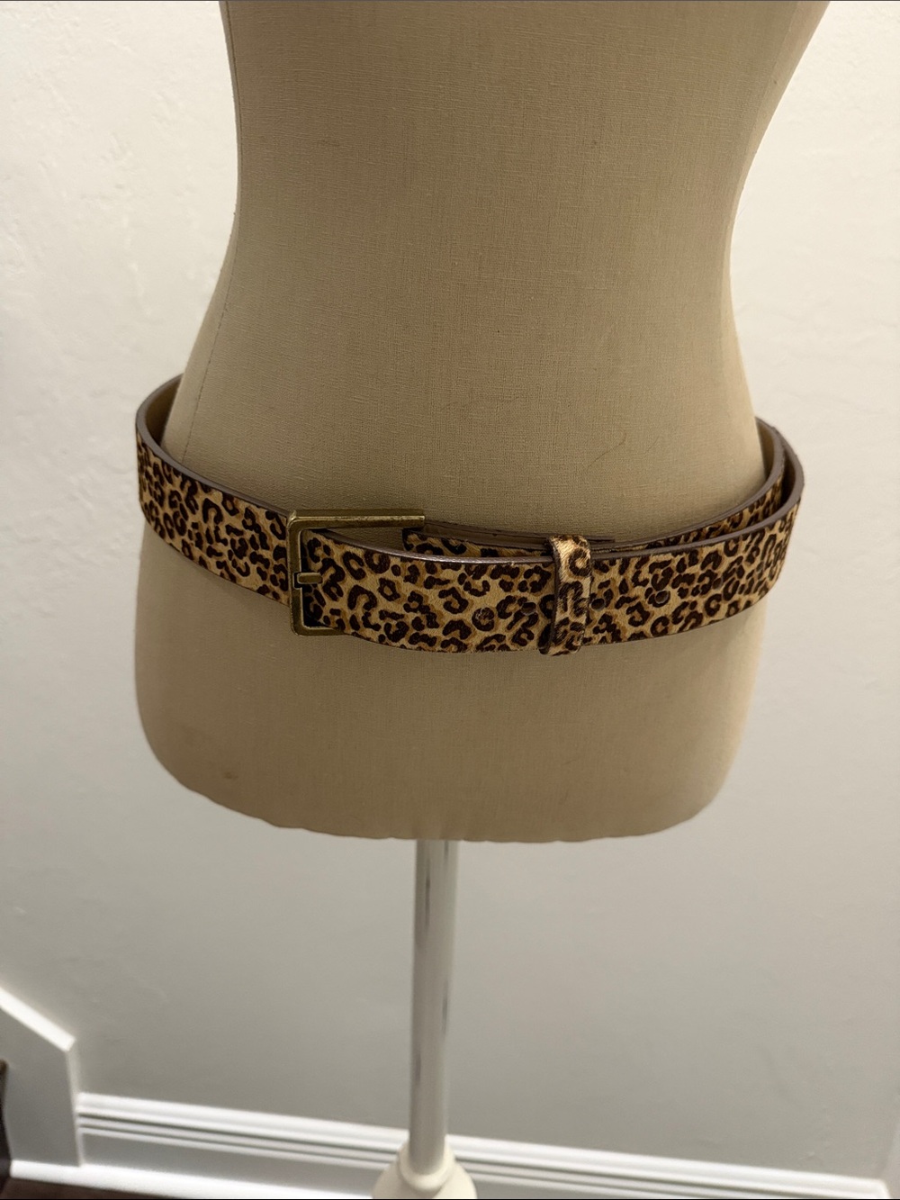 Cabi Leopard Print Hair on Hide Leather Belt Women's- Brown